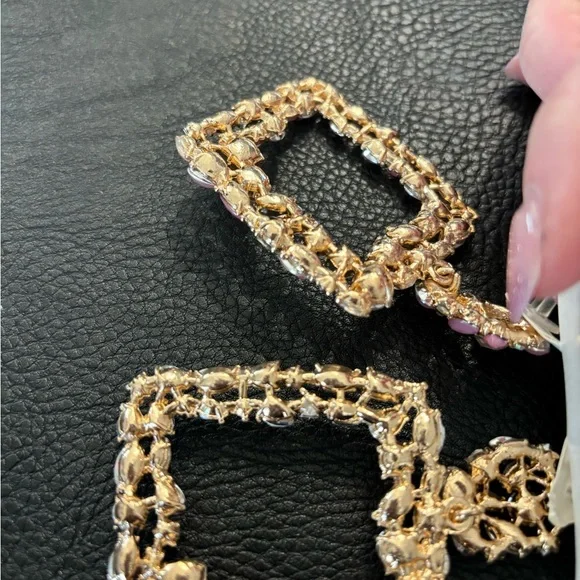 pink and iridescent stone hanging earrings - Picture 2 of 4